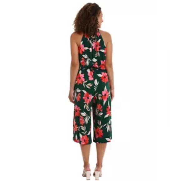 Maggy London -Women's Floral Printed Cropped Jumpsuit with Pockets & Belt 4 NWOT - Picture 2 of 13